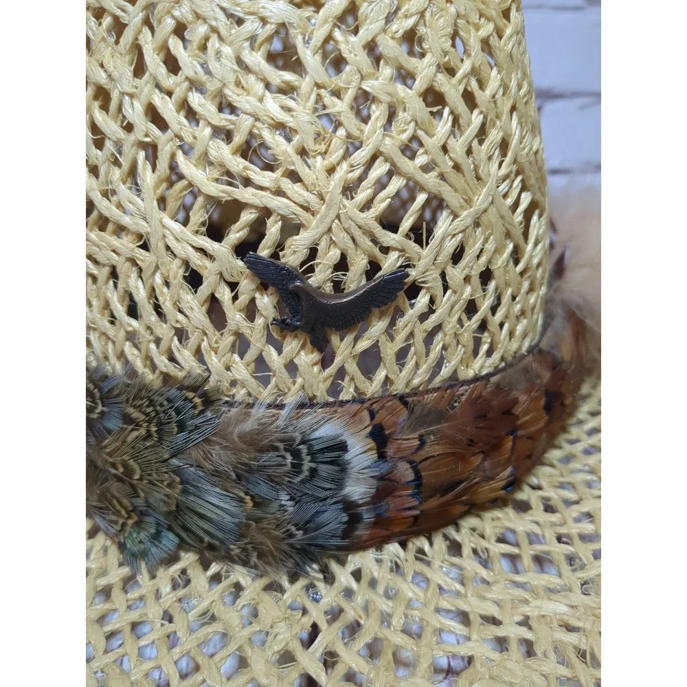 AMERICAN HAT Company 7 1/4 Tumble Weave Feather Band Straw Cowboy Hat